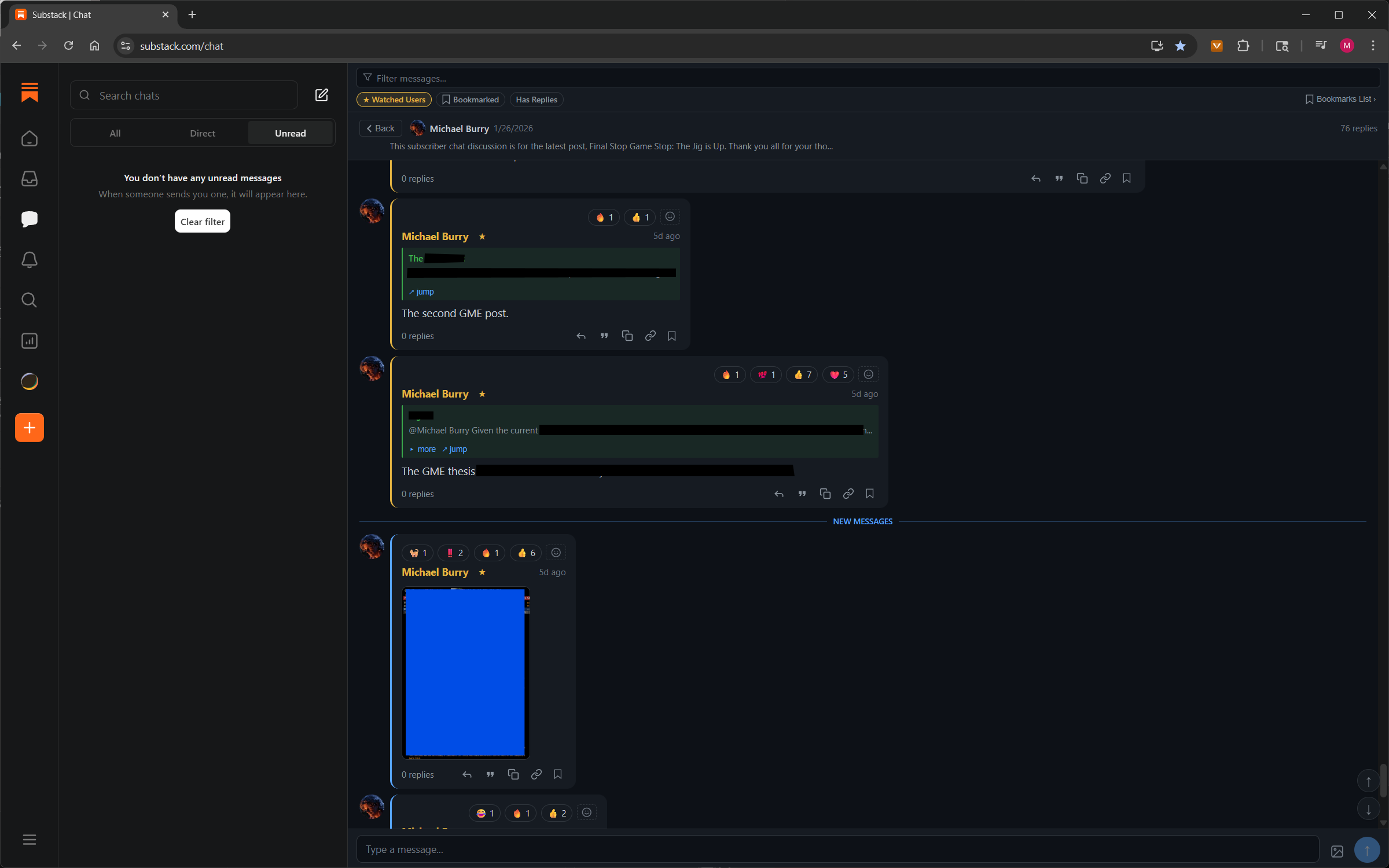 Watched users filtering